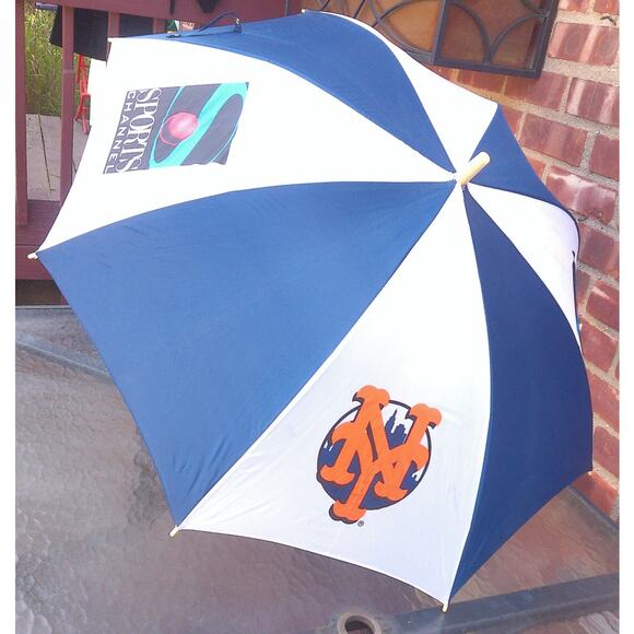 Vintage 1990s NY Mets And Sports Channel Large Umbrella - Picture 1 of 10